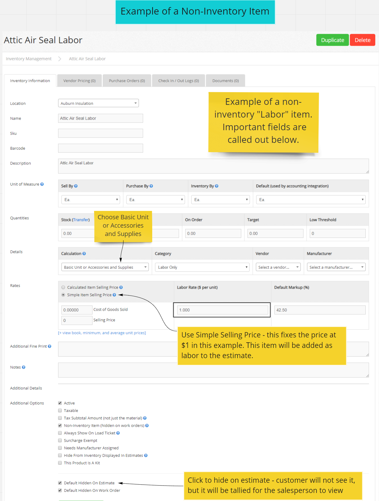 Non Inventory Item Example (Labor)-1